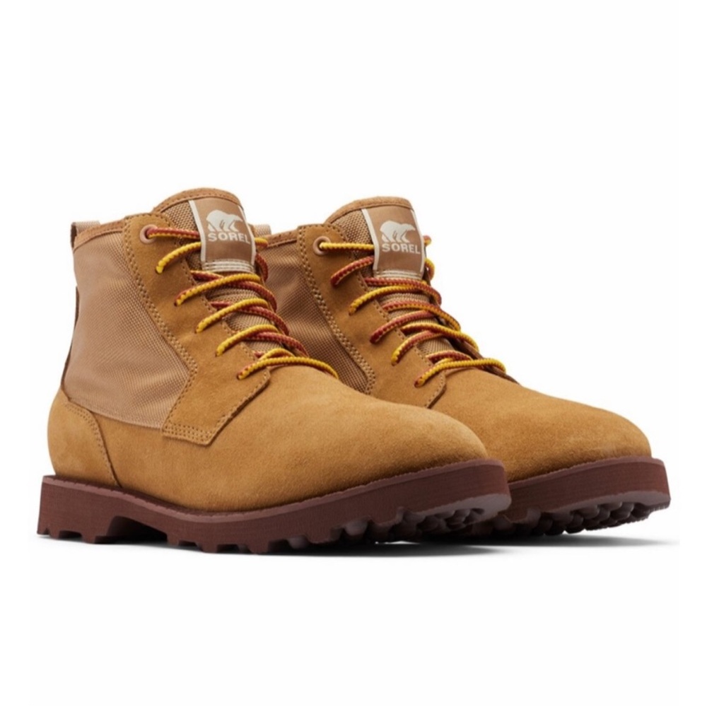 Sorel Tan and Brown High-Top Boots with Rugged Sole